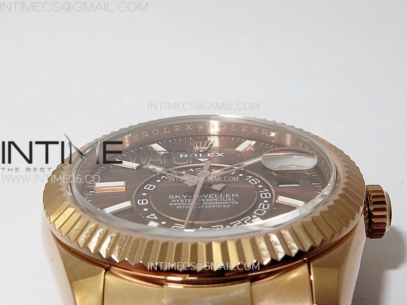 Sky-Dweller 326935 904L RG Noob 1:1 Best Edition Brown Dial on SS Oyster Bracelet Asian 23J to 9001