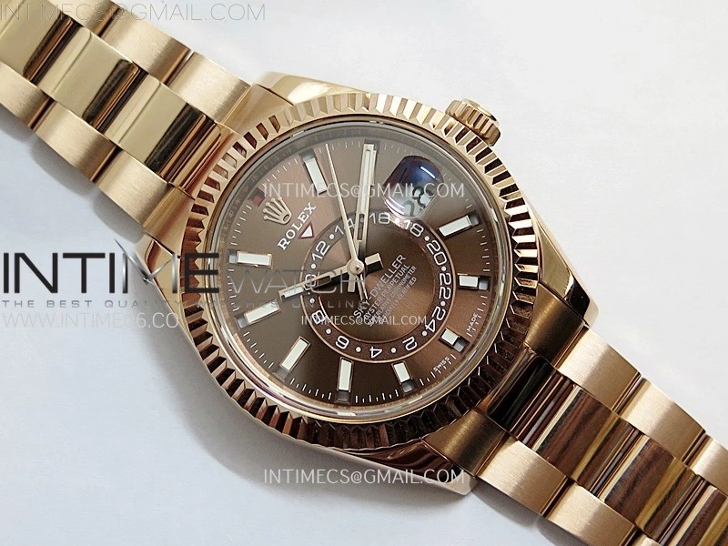 Sky-Dweller 326935 904L RG Noob 1:1 Best Edition Brown Dial on SS Oyster Bracelet Asian 23J to 9001