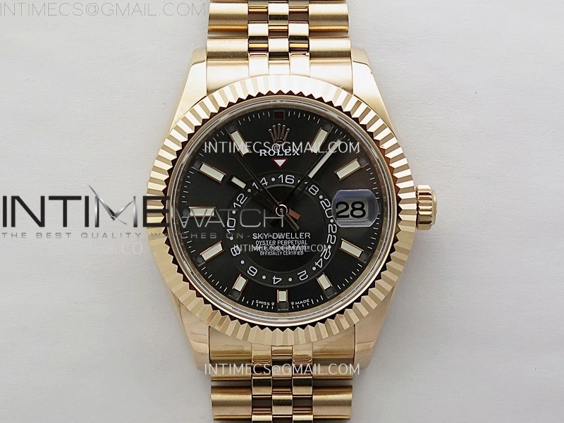 Sky-Dweller 326935 904L RG Noob 1:1 Best Edition Gray Dial on RG Jubilee Bracelet Asian 23J to 9001
