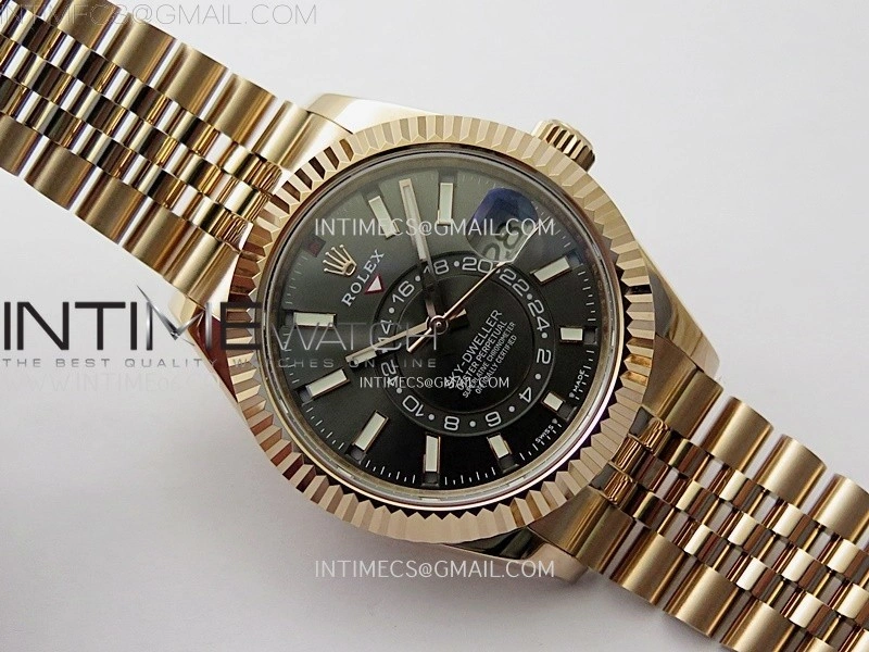 Sky-Dweller 326935 904L RG Noob 1:1 Best Edition Gray Dial on RG Jubilee Bracelet Asian 23J to 9001