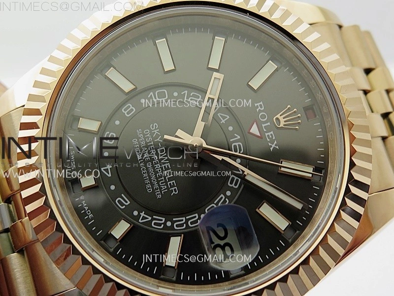Sky-Dweller 326935 904L RG Noob 1:1 Best Edition Gray Dial on RG Jubilee Bracelet Asian 23J to 9001