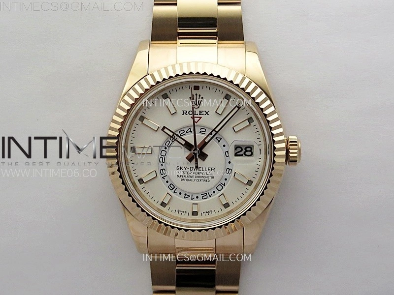 Sky-Dweller 326935 904L RG Noob 1:1 Best Edition White Dial on SS Oyster Bracelet Asian 23J to 9001