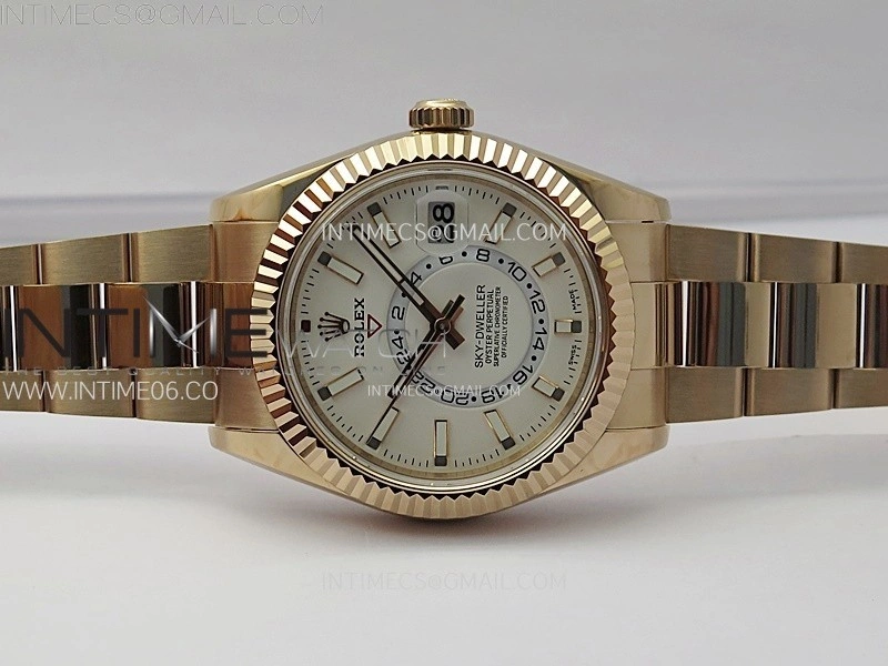Sky-Dweller 326935 904L RG Noob 1:1 Best Edition White Dial on SS Oyster Bracelet Asian 23J to 9001