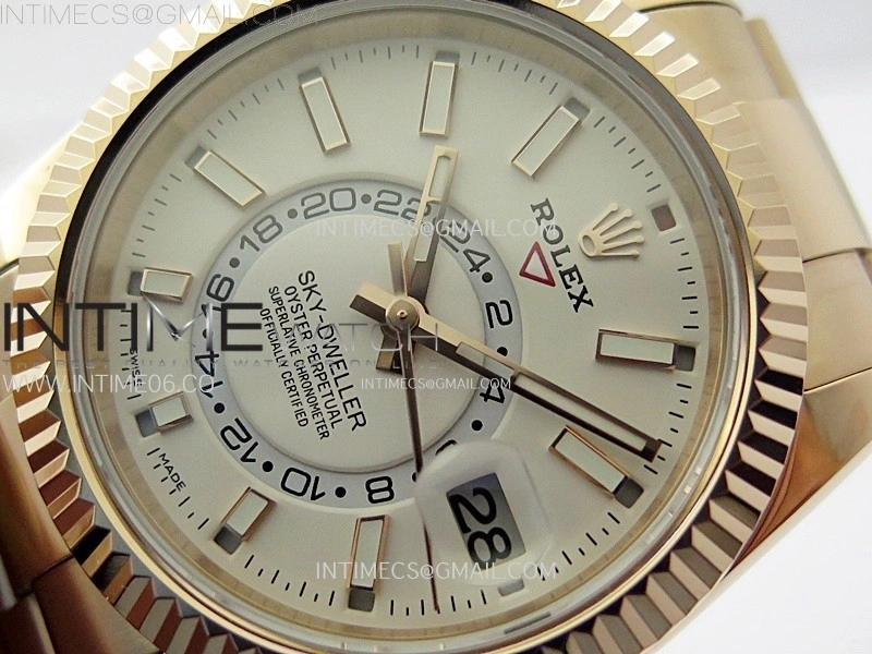 Sky-Dweller 326935 904L RG Noob 1:1 Best Edition White Dial on SS Oyster Bracelet Asian 23J to 9001