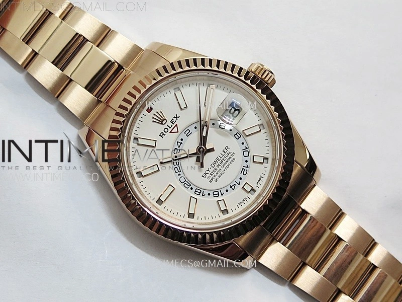 Sky-Dweller 326935 904L RG Noob 1:1 Best Edition White Dial on SS Oyster Bracelet Asian 23J to 9001