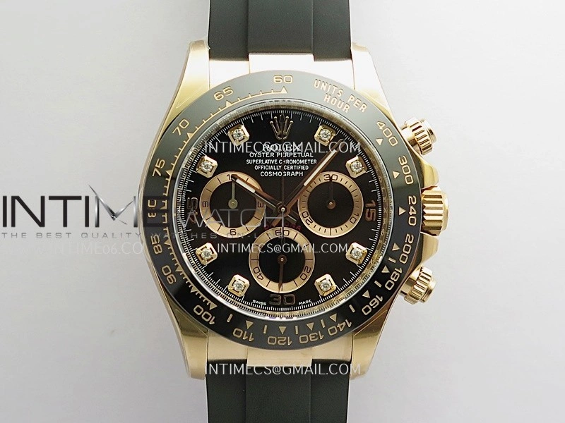 Daytona 116515 904L RG VF 1:1 Best Edition Black Dial Diamond Marker On Oysterflex Strap DD4130
