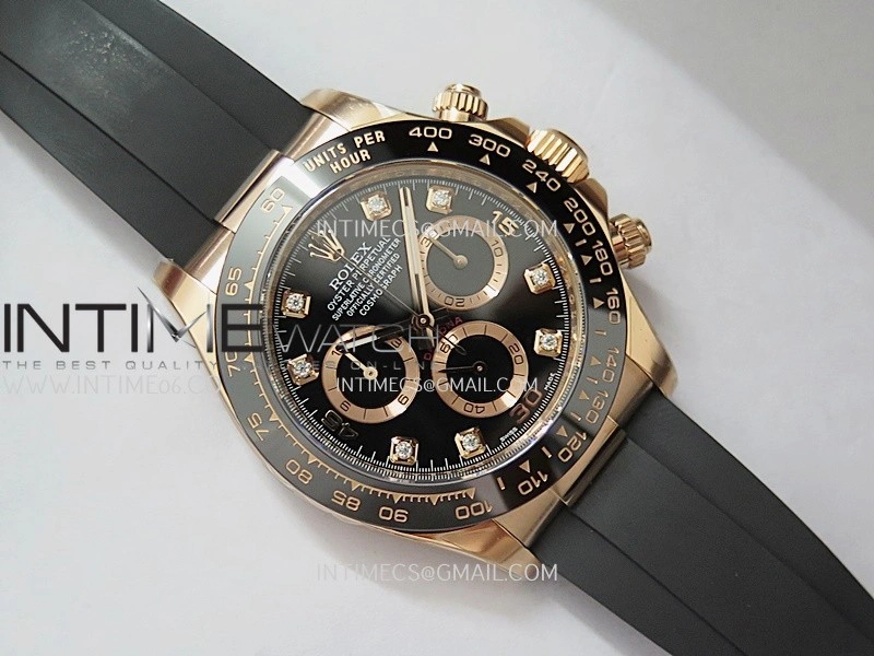 Daytona 116515 904L RG VF 1:1 Best Edition Black Dial Diamond Marker On Oysterflex Strap DD4130