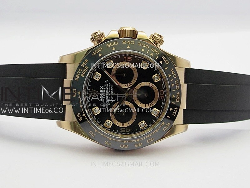 Daytona 116515 904L RG VF 1:1 Best Edition Black Dial Diamond Marker On Oysterflex Strap DD4130