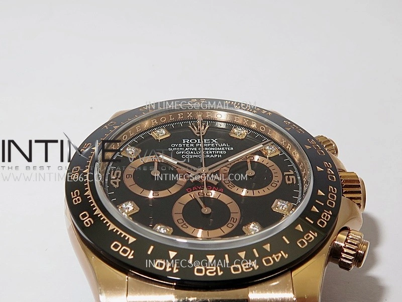 Daytona 116515 904L RG VF 1:1 Best Edition Black Dial Diamond Marker On Oysterflex Strap DD4130