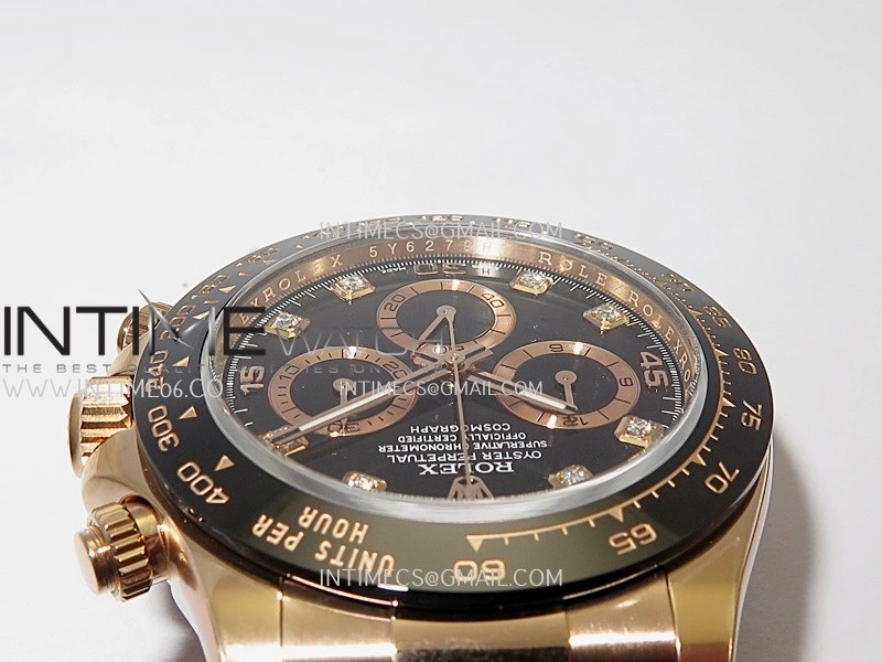 Daytona 116515 904L RG VF 1:1 Best Edition Black Dial Diamond Marker On Oysterflex Strap DD4130