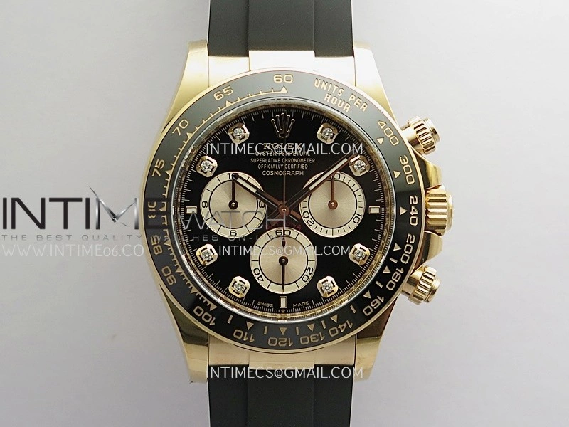 Daytona 126515 904L RG VF 1:1 Best Edition Black Dial Diamond Marker On Oysterflex Strap DD4131