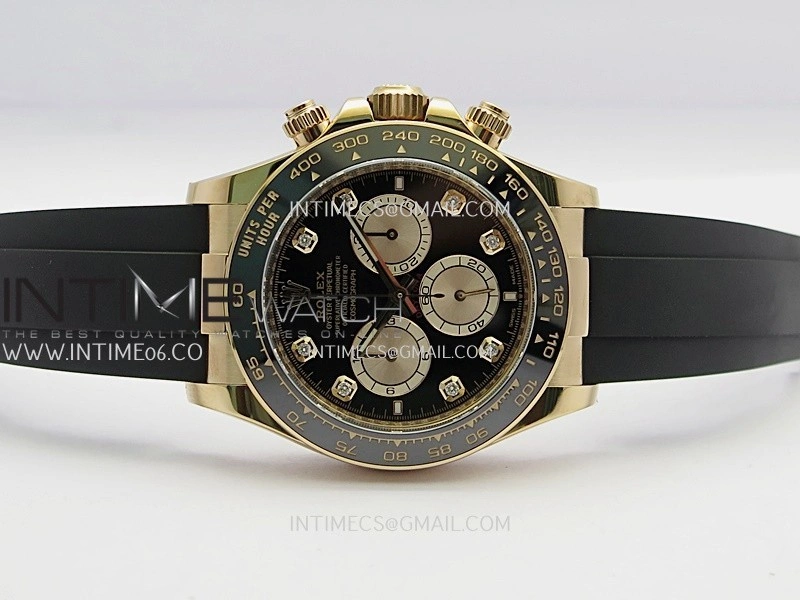 Daytona 126515 904L RG VF 1:1 Best Edition Black Dial Diamond Marker On Oysterflex Strap DD4131