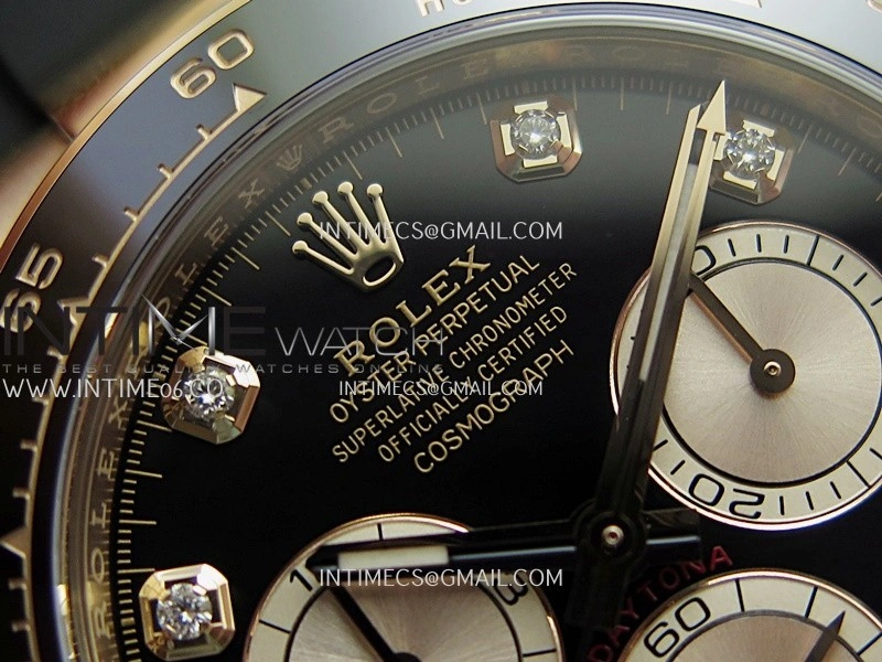 Daytona 126515 904L RG VF 1:1 Best Edition Black Dial Diamond Marker On Oysterflex Strap DD4131