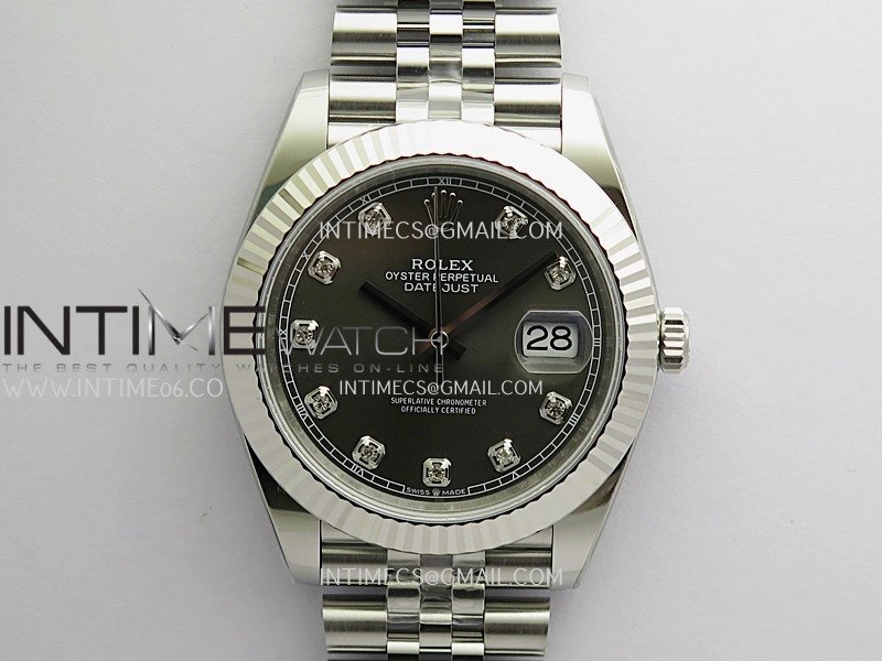 DateJust 126334 904L SS ERF 1:1 Best Edition Gray Dial Diamond Marker On Jubilee Bracelet SH3235