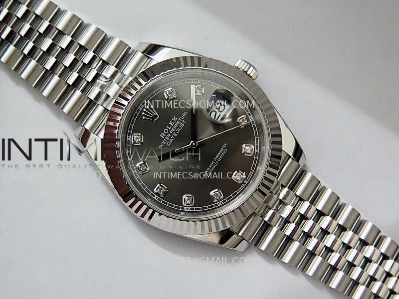 DateJust 126334 904L SS ERF 1:1 Best Edition Gray Dial Diamond Marker On Jubilee Bracelet SH3235