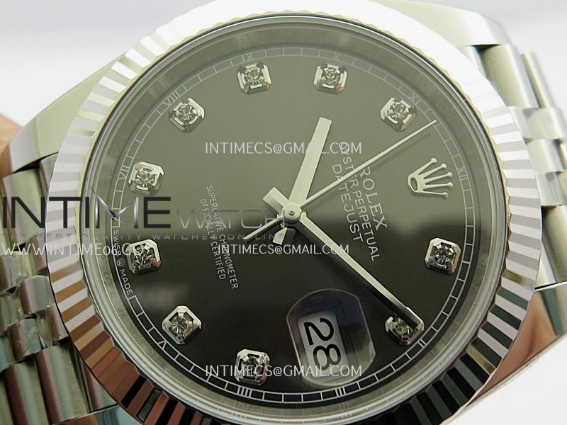 DateJust 126334 904L SS ERF 1:1 Best Edition Gray Dial Diamond Marker On Jubilee Bracelet SH3235