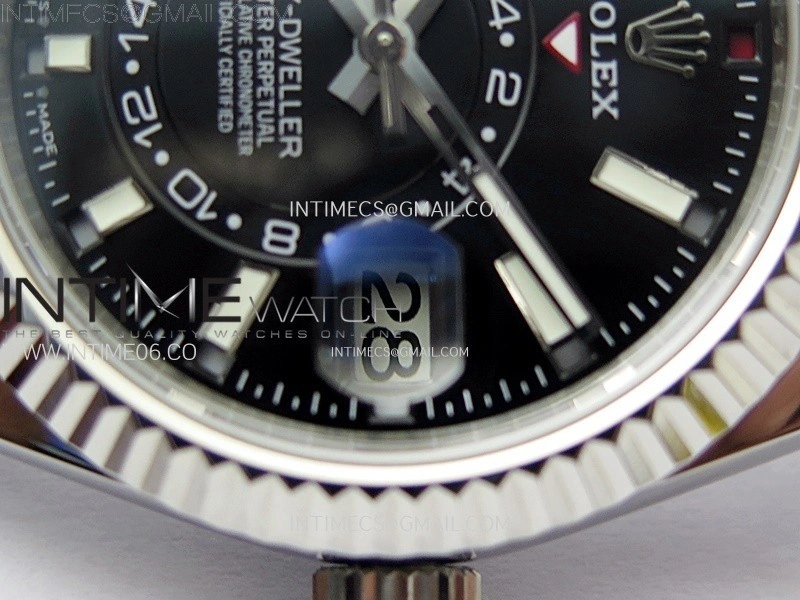 Sky-Dweller 326934 904L SS Noob 1:1 Best Edition Black Dial on Black Rubber Strap Asian 23J to 9001