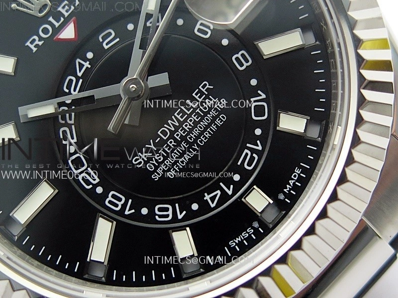 Sky-Dweller 326934 904L SS Noob 1:1 Best Edition Black Dial on Black Rubber Strap Asian 23J to 9001