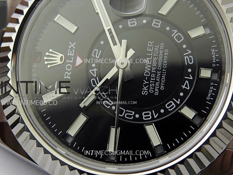 Sky-Dweller 326934 904L SS Noob 1:1 Best Edition Black Dial on Black Rubber Strap Asian 23J to 9001
