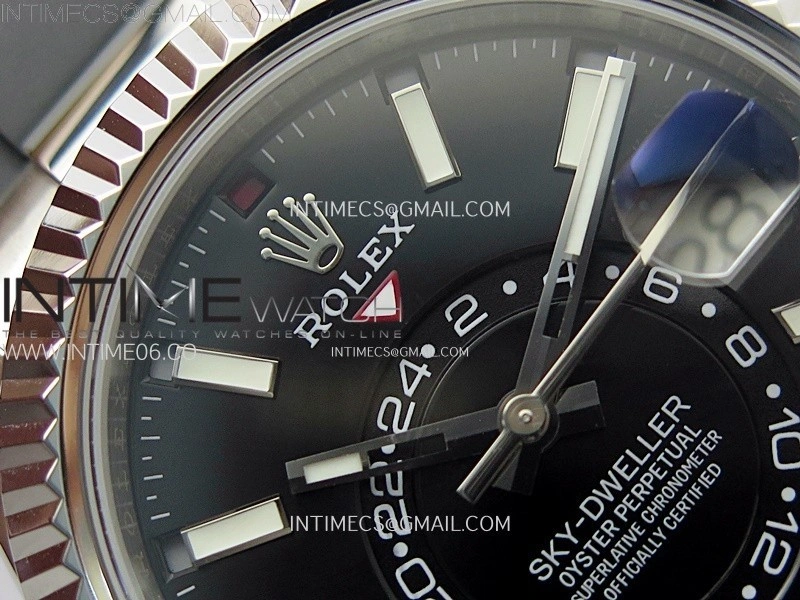 Sky-Dweller 326934 904L SS Noob 1:1 Best Edition Black Dial on Black Rubber Strap Asian 23J to 9001