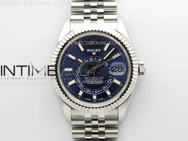 Sky-Dweller 326934 904L SS Noob 1:1 Best Edition Blue Dial on SS Jubilee Bracelet Asian 23J to 9001