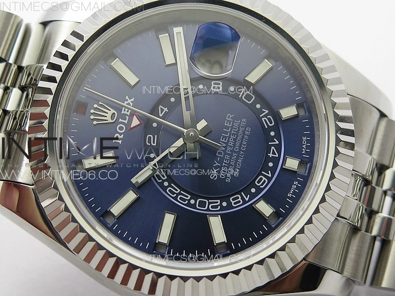 Sky-Dweller 326934 904L SS Noob 1:1 Best Edition Blue Dial on SS Jubilee Bracelet Asian 23J to 9001