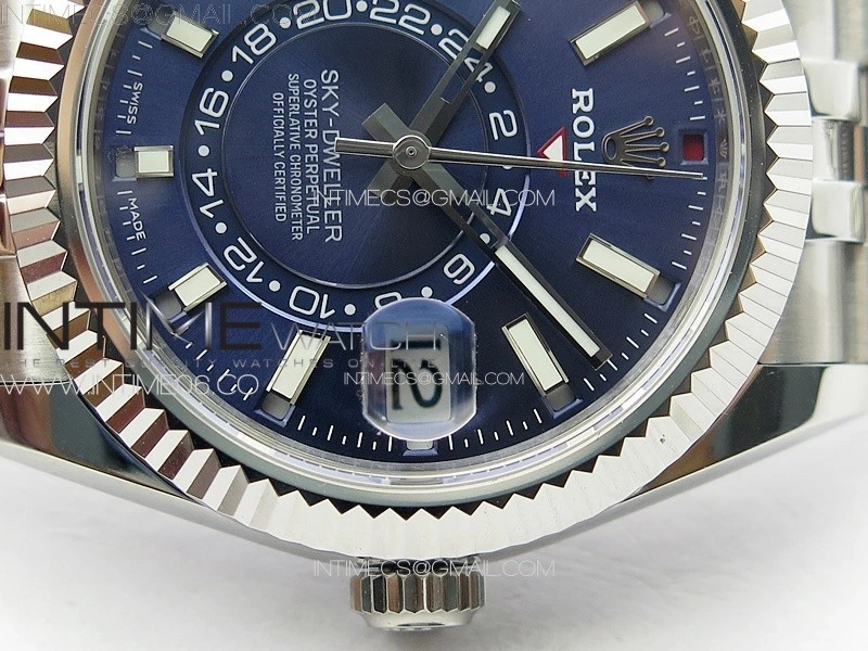 Sky-Dweller 326934 904L SS Noob 1:1 Best Edition Blue Dial on SS Jubilee Bracelet Asian 23J to 9001
