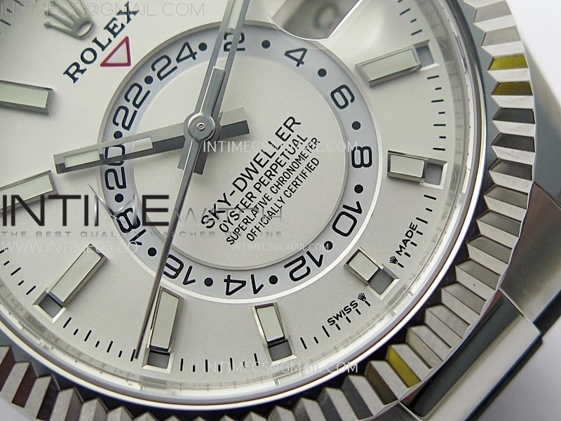 Sky-Dweller 326934 904L SS Noob 1:1 Best Edition White Dial on Black Rubber Strap Asian 23J to 9001