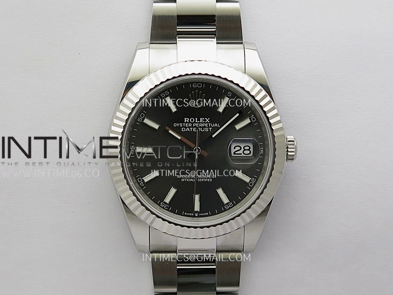 DateJust 41 126334 904L SS V2 VSF 1:1 Best Edition Gray Dial Stick Marker On Oyster Bracelet DD3235