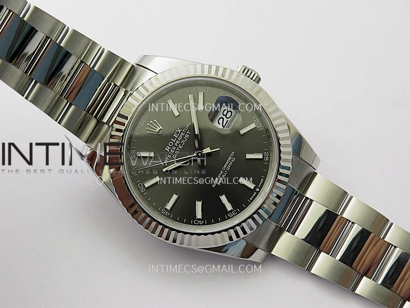 DateJust 41 126334 904L SS V2 VSF 1:1 Best Edition Gray Dial Stick Marker On Oyster Bracelet DD3235