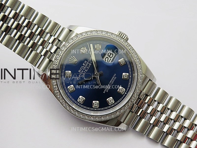 DateJust 126284 Diamond Bezel 904L SS VSF 1:1 Best Edition Blue Dial Diamond Marker On Jubilee Bracelet VS3235