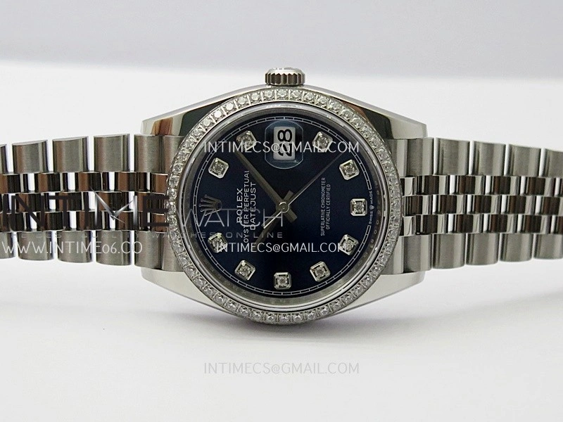 DateJust 126284 Diamond Bezel 904L SS VSF 1:1 Best Edition Blue Dial Diamond Marker On Jubilee Bracelet VS3235