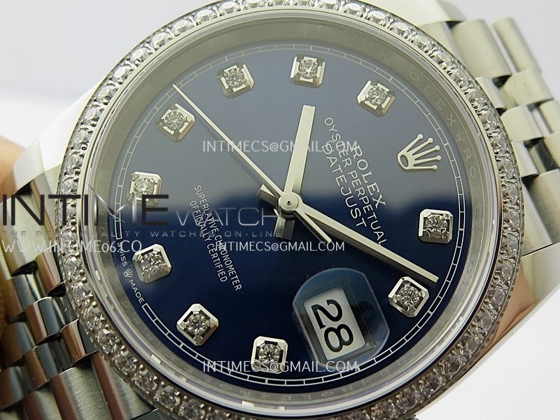 DateJust 126284 Diamond Bezel 904L SS VSF 1:1 Best Edition Blue Dial Diamond Marker On Jubilee Bracelet VS3235