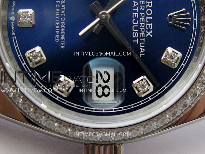 DateJust 126284 Diamond Bezel 904L SS VSF 1:1 Best Edition Blue Dial Diamond Marker On Jubilee Bracelet VS3235