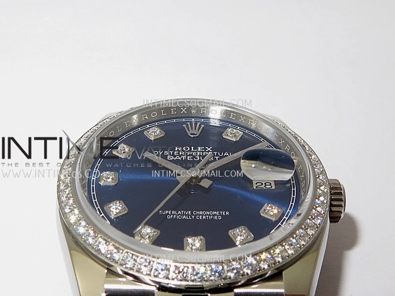 DateJust 126284 Diamond Bezel 904L SS VSF 1:1 Best Edition Blue Dial Diamond Marker On Jubilee Bracelet VS3235