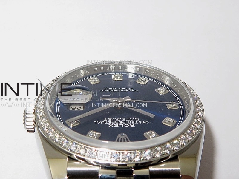 DateJust 126284 Diamond Bezel 904L SS VSF 1:1 Best Edition Blue Dial Diamond Marker On Jubilee Bracelet VS3235