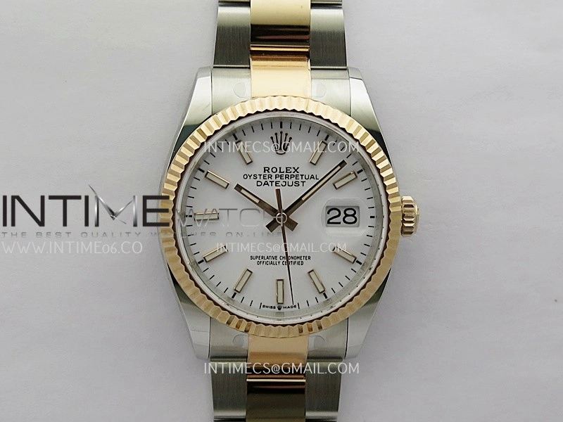DateJust 126233 36mm 904L SS RG AR+F 1:1 Best Edition White Dial Stick Marker On Oyster Bracelet DD3235
