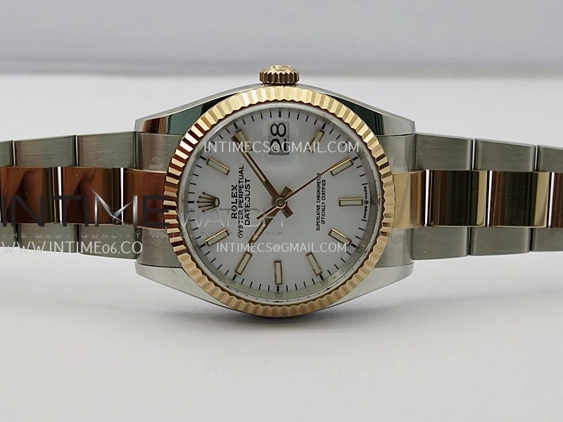 DateJust 126233 36mm 904L SS RG AR+F 1:1 Best Edition White Dial Stick Marker On Oyster Bracelet DD3235
