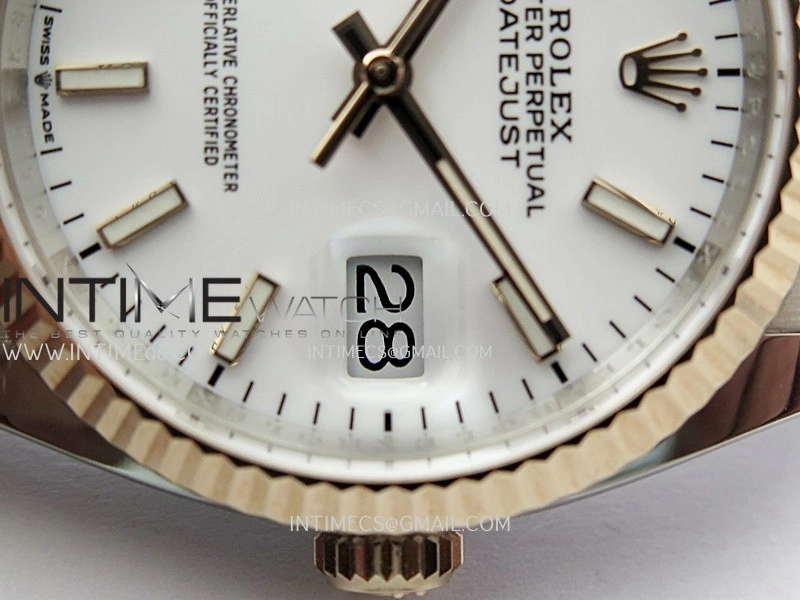 DateJust 126233 36mm 904L SS RG AR+F 1:1 Best Edition White Dial Stick Marker On Oyster Bracelet DD3235