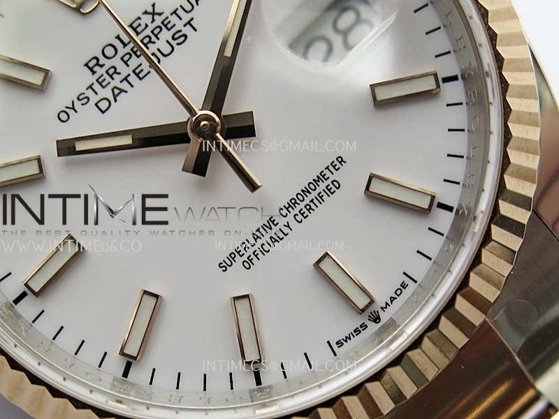DateJust 126233 36mm 904L SS RG AR+F 1:1 Best Edition White Dial Stick Marker On Oyster Bracelet DD3235