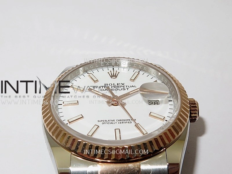 DateJust 126233 36mm 904L SS RG AR+F 1:1 Best Edition White Dial Stick Marker On Oyster Bracelet DD3235