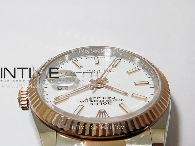 DateJust 126233 36mm 904L SS RG AR+F 1:1 Best Edition White Dial Stick Marker On Oyster Bracelet DD3235