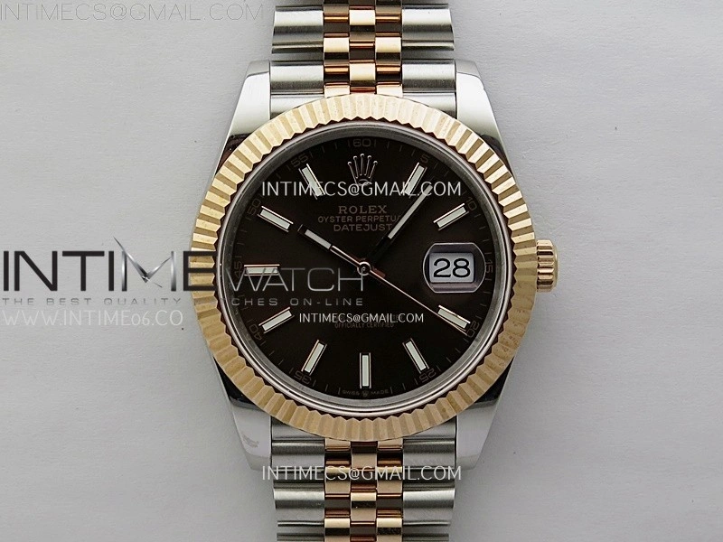 DateJust 126331 904L SS RG JDF 1:1 Best Edition Brown Dial Stick Markers on Jubilee SS RG Bracelet