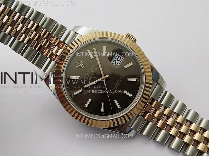 DateJust 126331 904L SS RG JDF 1:1 Best Edition Brown Dial Stick Markers on Jubilee SS RG Bracelet
