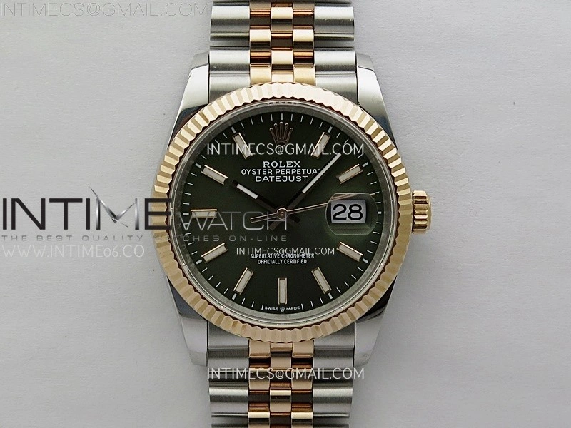 DateJust 126231 904L SS RG JDF 1:1 Best Edition Green Dial Stick Markers on Jubilee SS RG Bracelet