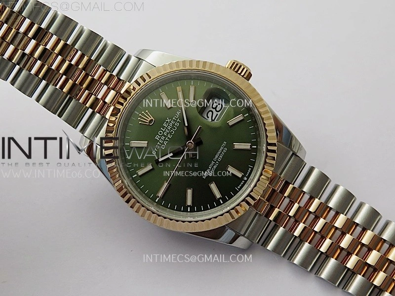 DateJust 126231 904L SS RG JDF 1:1 Best Edition Green Dial Stick Markers on Jubilee SS RG Bracelet