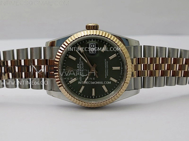 DateJust 126231 904L SS RG JDF 1:1 Best Edition Green Dial Stick Markers on Jubilee SS RG Bracelet