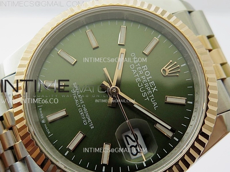 DateJust 126231 904L SS RG JDF 1:1 Best Edition Green Dial Stick Markers on Jubilee SS RG Bracelet