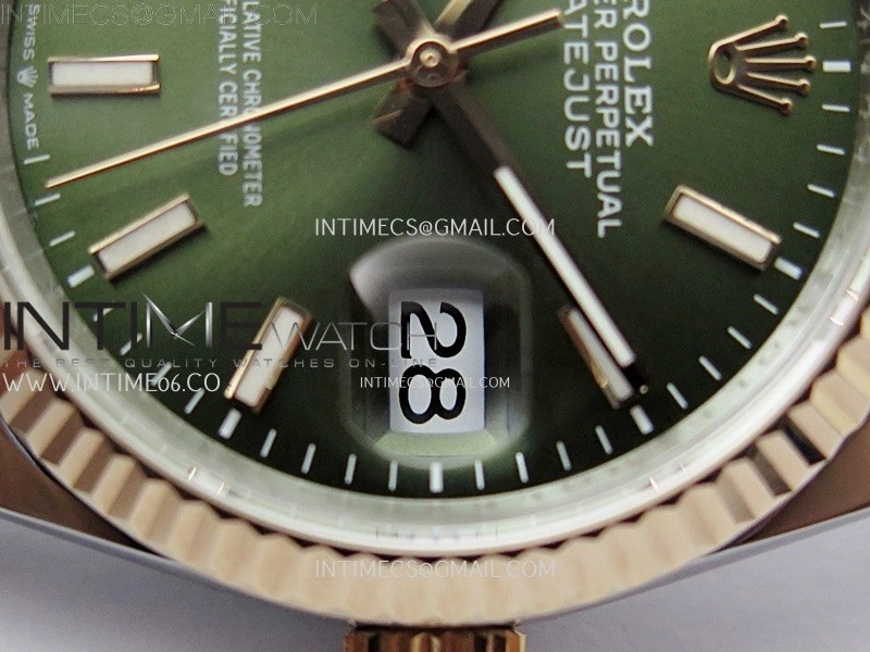 DateJust 126231 904L SS RG JDF 1:1 Best Edition Green Dial Stick Markers on Jubilee SS RG Bracelet