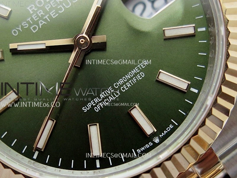 DateJust 126231 904L SS RG JDF 1:1 Best Edition Green Dial Stick Markers on Jubilee SS RG Bracelet